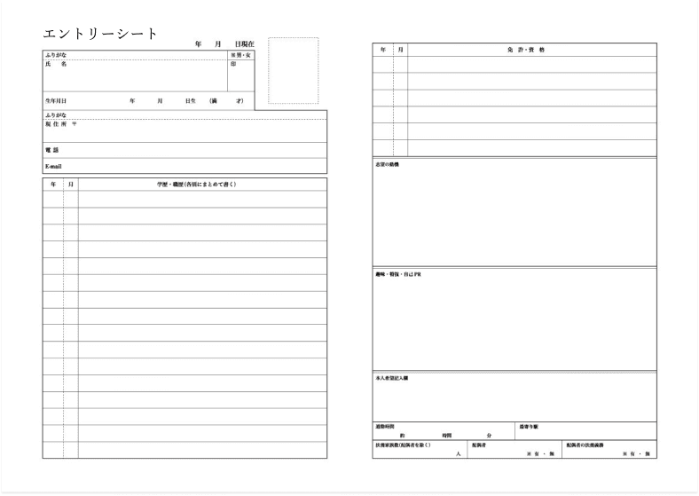 エントリーシートプレビュー